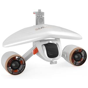 Scooter Subaquática Propulsor de Mergulho com Motor Duplo e Suporte de Câmera para Crianças e Adultos, Sublue, Branco e Dourado
