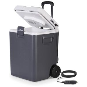 Mini Refrigerador e Aquecedor Para Carro e Casa Com Roda 12V Camping Caminhão, ROCKPALS RP CRF001GR, Cinza