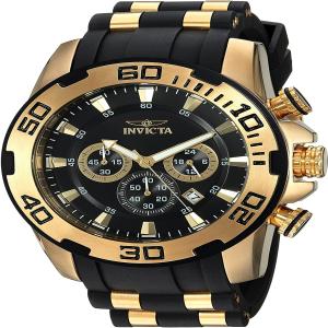 INVICTA Relógio Masc Pro Diver Quartz (22340) Preto/ Dourado Prova D'Água