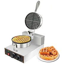 Máquina de Waffle Antiaderente, Aço Inoxidável, 550W, 110v, FUNCHIC WM1, Prateado