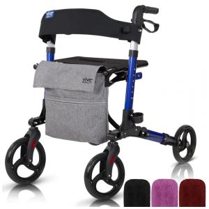 Andador Adulto Idoso Vive Mobility com Assento, Suporta até 136 Quilos, Azul
