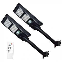 Luminária Solar Externa 8000 Lumens a Prova d 200W com Controle Remoto, 2 Unidades, GLW, Preto