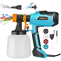 Pistola de Pintura Pulverizadora HVLP 1.4L com 4 Tamanhos de Pontas, GOGONOVA GT26002 AC EU A112, Azul
