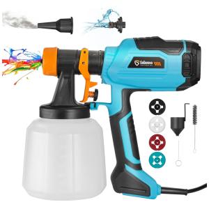 Pistola de Pintura Pulverizadora HVLP 1.4L com 4 Tamanhos de Pontas, GOGONOVA GT26002 AC EU A112, Azul