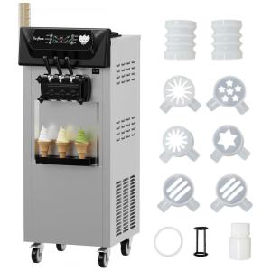 Máquina de Sorvete Comercial PioneerWorks Prata 3 Sabores 2200W Compressor Duplo 7L x 2 LCD Automática Alta Produção 220V