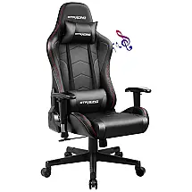 GTRACING GT890M Cadeira de Escritório Gamer Ergonômica com Alto Falantes Bluetooth, Preta