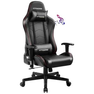 GTRACING GT890M Cadeira de Escritório Gamer Ergonômica com Alto Falantes Bluetooth, Preta