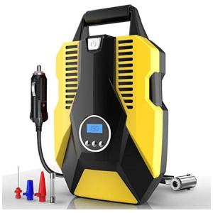 Compressor de Ar Portátil 12V DC 150 PSI LED Automotivo, CHOOLO TOP1, Amarelo