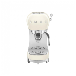 Máquina de Café Espresso Manual Smeg ECF02 15Bar, Fabricada na Itália, Design Retrô com Vara de Vapor, na Cor Creme