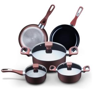 Conjunto de Panelas Antiaderentes Revestidas de Cerâmica, 8 Peças, MR. CAPTAIN, Vermelho