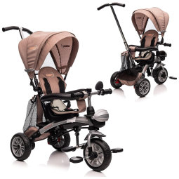 Triciclo Infantil 6 em 1 com Alça Ajustável e Assento Reversível para Crianças de 1 a 5 Anos, NITOESS, Marrom