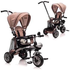 Triciclo Infantil 6 em 1 com Alça Ajustável e Assento Reversível para Crianças de 1 a 5 Anos, NITOESS, Marrom