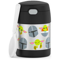 Mandalorian Frasco Térmico para Alimentos 300mL em Aço Inoxidável com Colher Dobrável, THERMOS F3102MD6, Preto