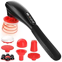 Massageador Terapêutico Elétrico de Percussão sem Fio Portátil com 7 Acessórios e 6 Velocidades, KOOLERTHINGS, Preto
