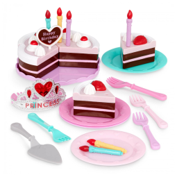 Battat Play Circle - Bolo de Aniversário Comida de Brinquedo - Acessórios com Pratos e Velas Brinquedo de Faz de Conta - Festa de