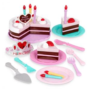 Battat Play Circle - Bolo de Aniversário Comida de Brinquedo - Acessórios com Pratos e Velas Brinquedo de Faz de Conta - Festa de