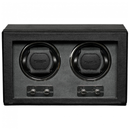 Caixa, Estojo de Couro Rotativo Automático para Relógios, 2 Lugares, ROTHWEL, Preto e Cinza