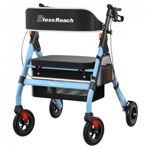 Andador Adulto Idoso BlessReach com Assento, Suporta até 200 Quilos, Azul