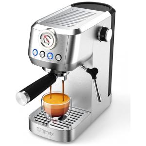 Máquina de Café Expresso Profissional 20 Bar de Pressão, Aço Inoxidável, 110V 1350W, MAttinata, Prata