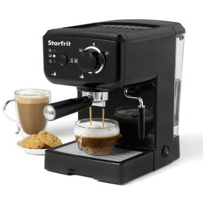 Cafeteira Elétrica Expresso Manual 2.5L 15 Bar de Aço Inoxidável, 1100W, 110v, STARFRIT 024005 001 0000, Preto