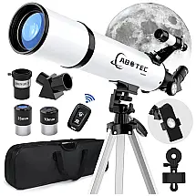 Telescópio Astronômico 20x150 com Adaptador de Celular, Controle Remoto, Tripé e Bolsa para Transporte, ABOTEC, Branco