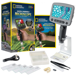 Microscópio Digital Portátil de 40 Peças, Captura de Fotos 1080P, Tela LCD Inclinável, National Geographic – Multicolor