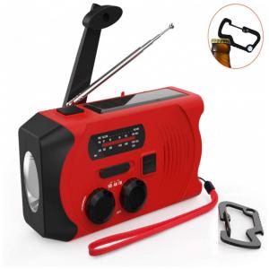 Rádio AM, FM, NOAA SOS Manivela USB e Solar Lanterna LED Carregador de Celular Com Mosquetão