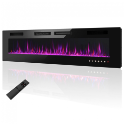 Lareira Elétrica de Embutir A45x182L cm com Controle Remoto ou Tela Sensível ao Toque, Temporizador e Baixo Ruído, 110V 1500W, MAISON ARTS