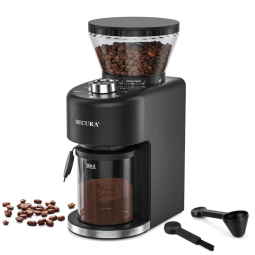 Moedor de Café Elétrico com 35 Configurações de Moagem e Capacidade até 12 xícaras, 110V, Secura, Preto