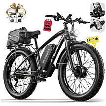 Bicicleta Elétrica Dual Motor Peak 5000W para Adultos, Bateria 52V32Ah 160Km Autonomia, EBike 40-45MPH, Pneu 24' x 4.0
