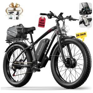 Bicicleta Elétrica Dual Motor Peak 5000W para Adultos, Bateria 52V32Ah 160Km Autonomia, EBike 40-45MPH, Pneu 24' x 4.0