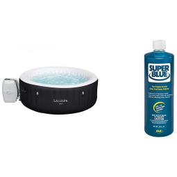 Spa Inflável para 2 a 4 Pessoas com 140 Jatos Calmantes, Tampa e Clarificador Suoer Blue, SaluSpa, Preta