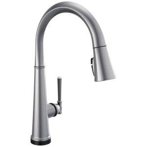Torneira Cozinha com Tecnologia Touch2O e Pulverizador Pull Down, Inoxidável Lumicoat Arctic, Delta Emmeline 9182T-AR-PR-DST