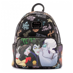 Mochila Escolar Infantil Loungefly Disney Vilãs para Crianças a Partir de 6 Anos, Preta