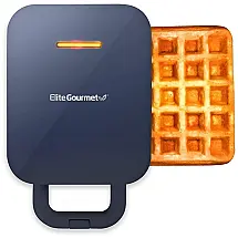 Máquina de Waffle Antiaderente, Aço Inoxidável, 1000W, 110v, ELITE GOURMET BY MAXI MATIC EWM1500BG, Azul