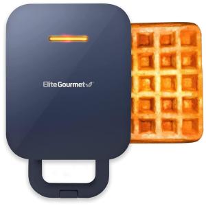 Máquina de Waffle Antiaderente, Aço Inoxidável, 1000W, 110v, ELITE GOURMET BY MAXI MATIC EWM1500BG, Azul