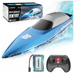 Barco de Controle Remoto para Adultos com Velocidade Máxima de 32 km/h e Bateria Recarregável, BEZGAR TX122, Azul