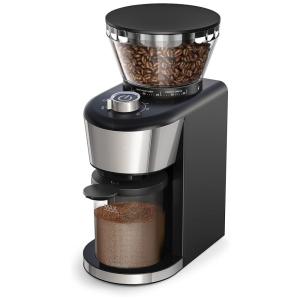 Moedor de Café e Grãos Elétrico Profissional 130g, Aço Inoxidável, 110V, Preto