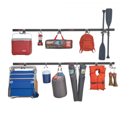 Kit Organizadores de Parede para Garagem 4 Trilhos e 11 Ganchos Rubbermaid