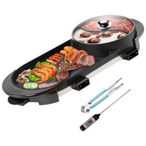 CLORIS Churrasqueira Elétrica 2 em 1 c, Controle de Temperatura