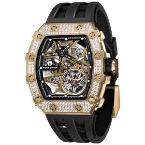 Relógio Masculino Analógico Automático a Prova dÁgua 50M com Pulseira de Silicone, TSAR BOMBA SGLZTB8209 D, Preto