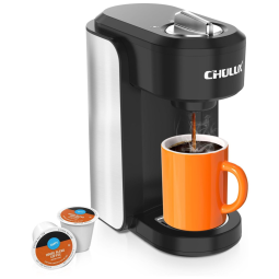 Cafeteira para Café Moído ou Capsula com Desligamento Automático e Limpeza Automática, 110V 1000W, CHULUX, Prata e Preta