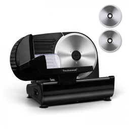 Fatiador de Frios Elétrico, Lâmina de Aço Inoxidável, 200W, 110v, TECHWOOD, Preto
