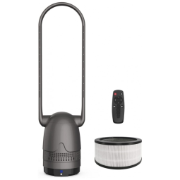 Ventilador e Purificador de Ar HAINEW com Controle Remoto e 8 Velocidades, Preto