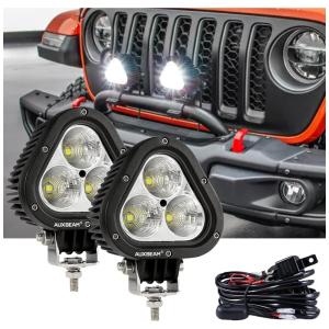 Farol de Milha LED Off Road com 9000 Lúmens e Luz Branca a Prova dÁgua IP67 12V 80V, 90W, 2Un, Auxbeam