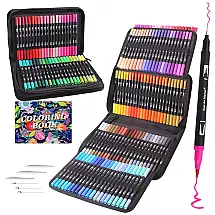 Conjunto de Canetas Artisticas 132 Cores com Canetas de Pincel e Estojo para Transporte para Adultos, Laconile