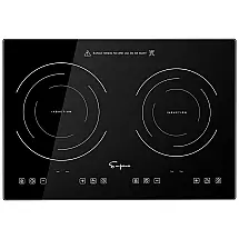 Cooktop Elétrico de Indução 12" 30cm para Embutir com 2 Queimadores em Vidro Cerâmico, 110V 1800W, Empava, Preto