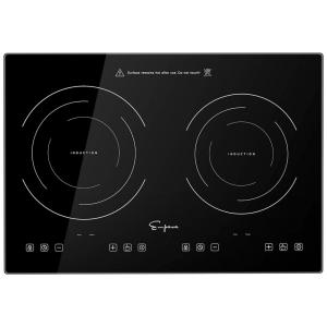 Cooktop Elétrico de Indução 12" 30cm para Embutir com 2 Queimadores em Vidro Cerâmico, 110V 1800W, Empava, Preto