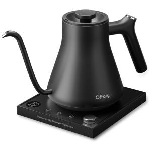 Chaleira Elétrica 900mL Pescoço de Ganso com Tela LED, Controle de Temperatura e Aquecimento Rápido, 110V 1200W, Offacy, Prata