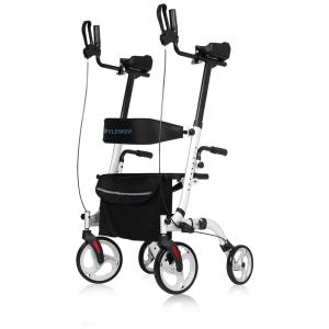 Andador para Adultos e Idosos de até 136 kg kg Encosto Acolchoado e Freios, ELENKER, Branco